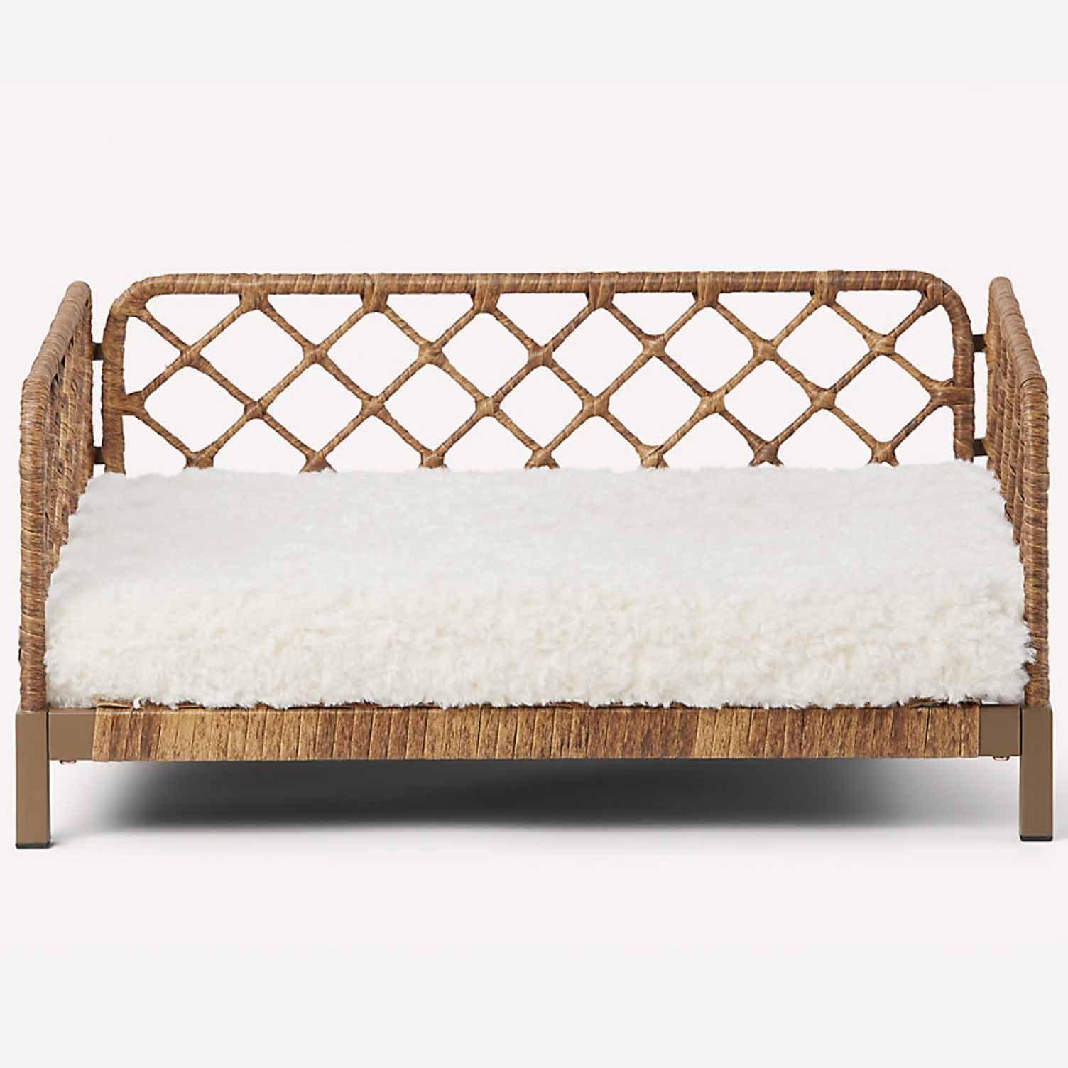 White and brown elevated pet bed