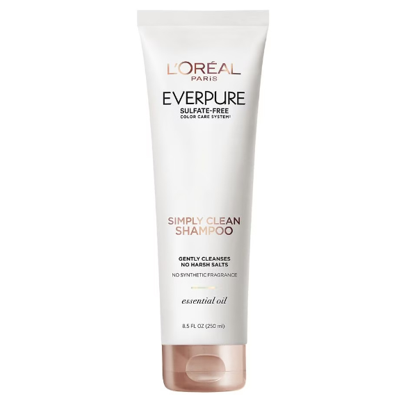 White tube with bronze cap of L'Oréal Sulfate Free Simply Clean Shampoo