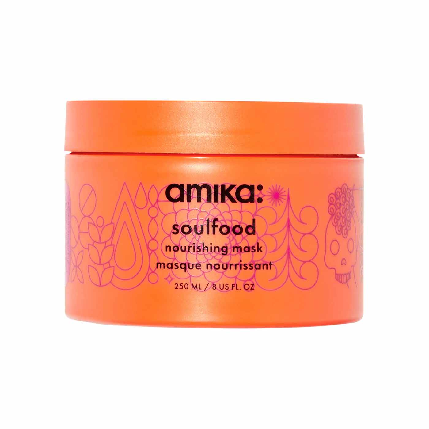 amika Soulfood Nourishing Hair Mask in orange tub
