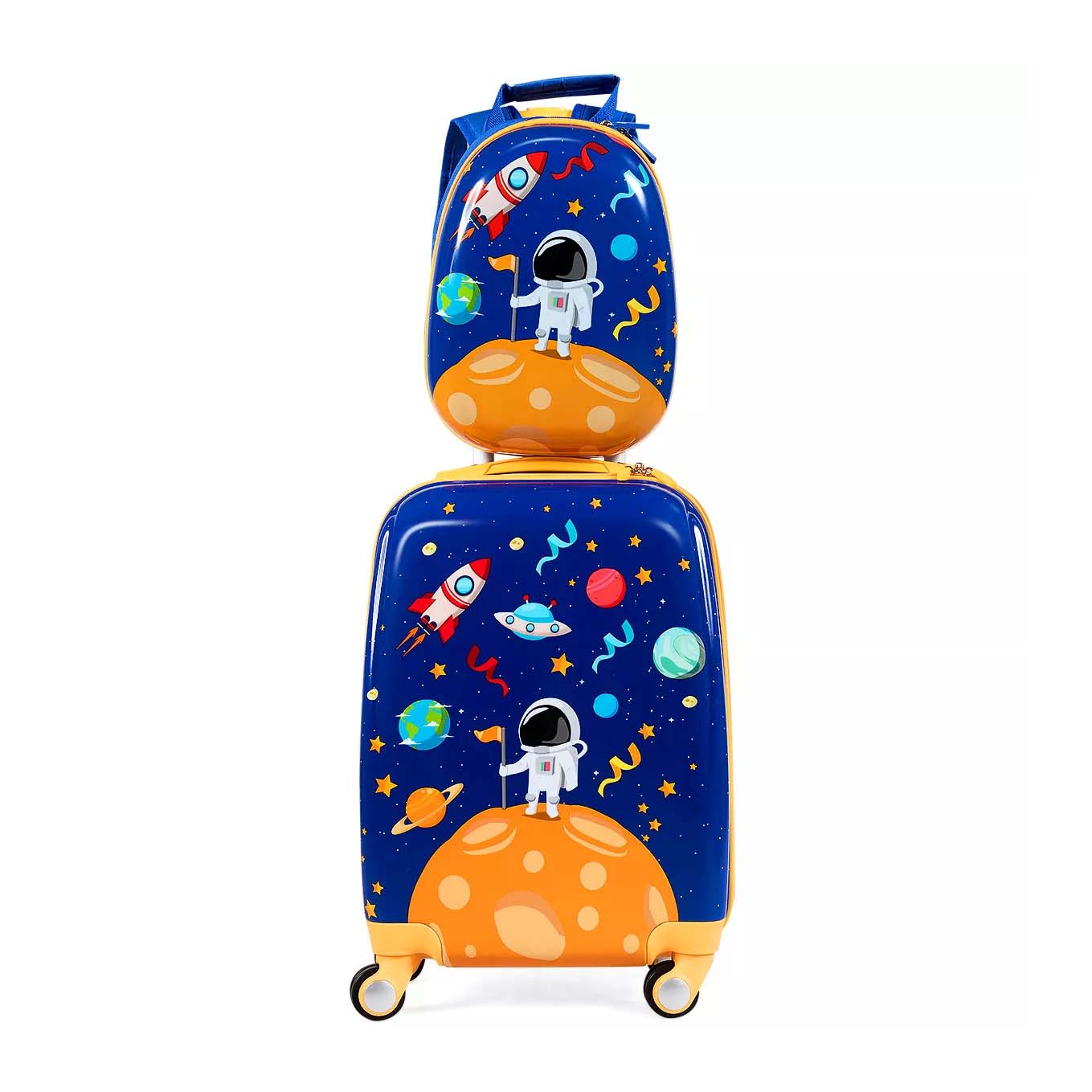 Costway 2PC Kids Luggage Set including a backpack and suitcase in an astronaut design