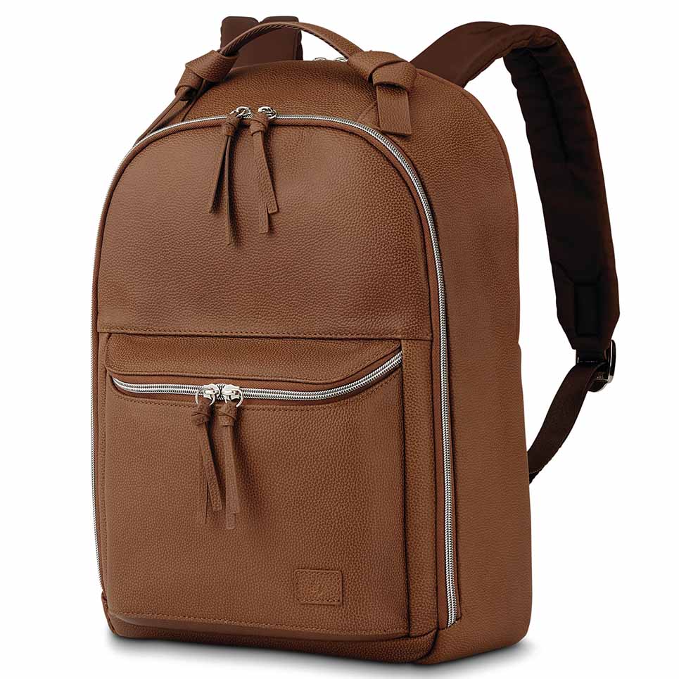 samsonite-brown-leather-backpack