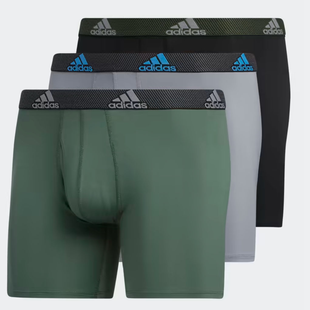 Adidas boxer briefs in green, grey and black