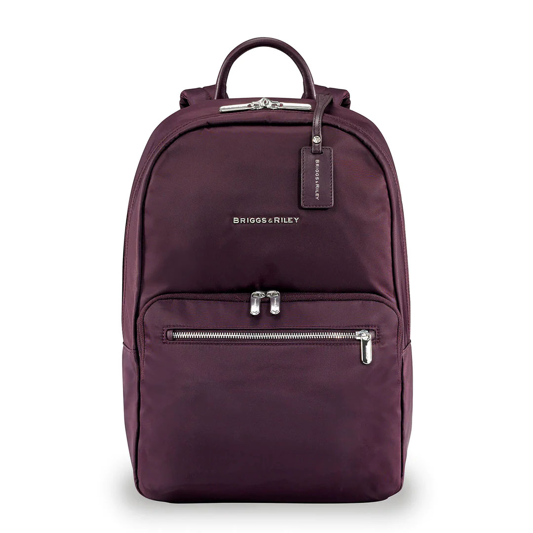 sleek plum Rhapsody Essential Backpack with silver zips
