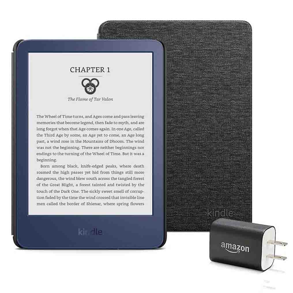 Denim kindle with power adapter