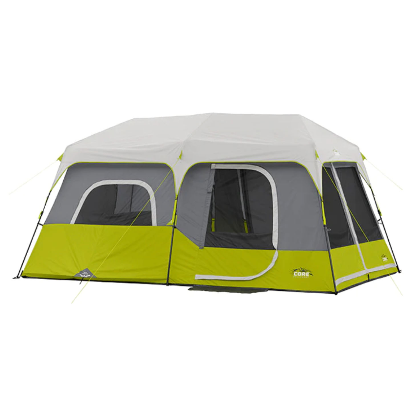 Lime green and grey CORE 9-Person Instant Cabin Tent