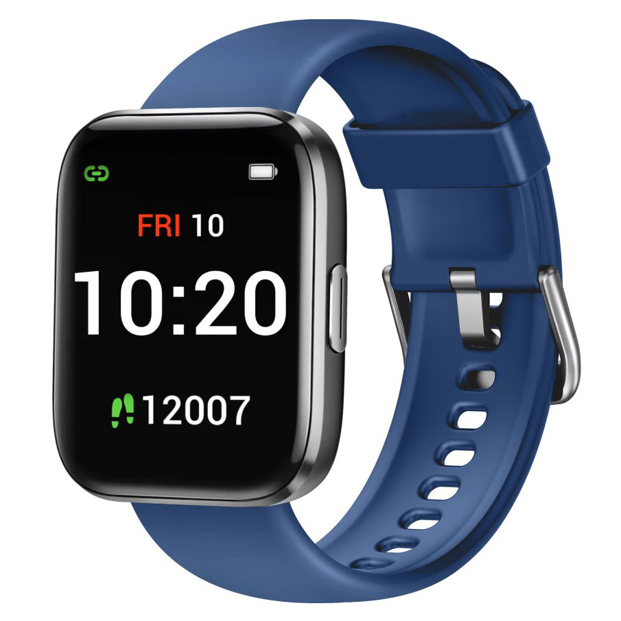 Blue smartwatch with big LCD display