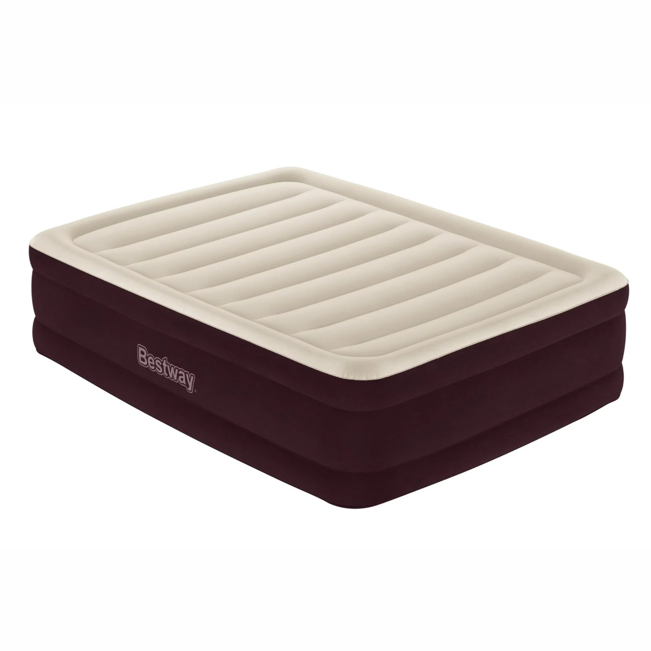 White and maroon air mattress