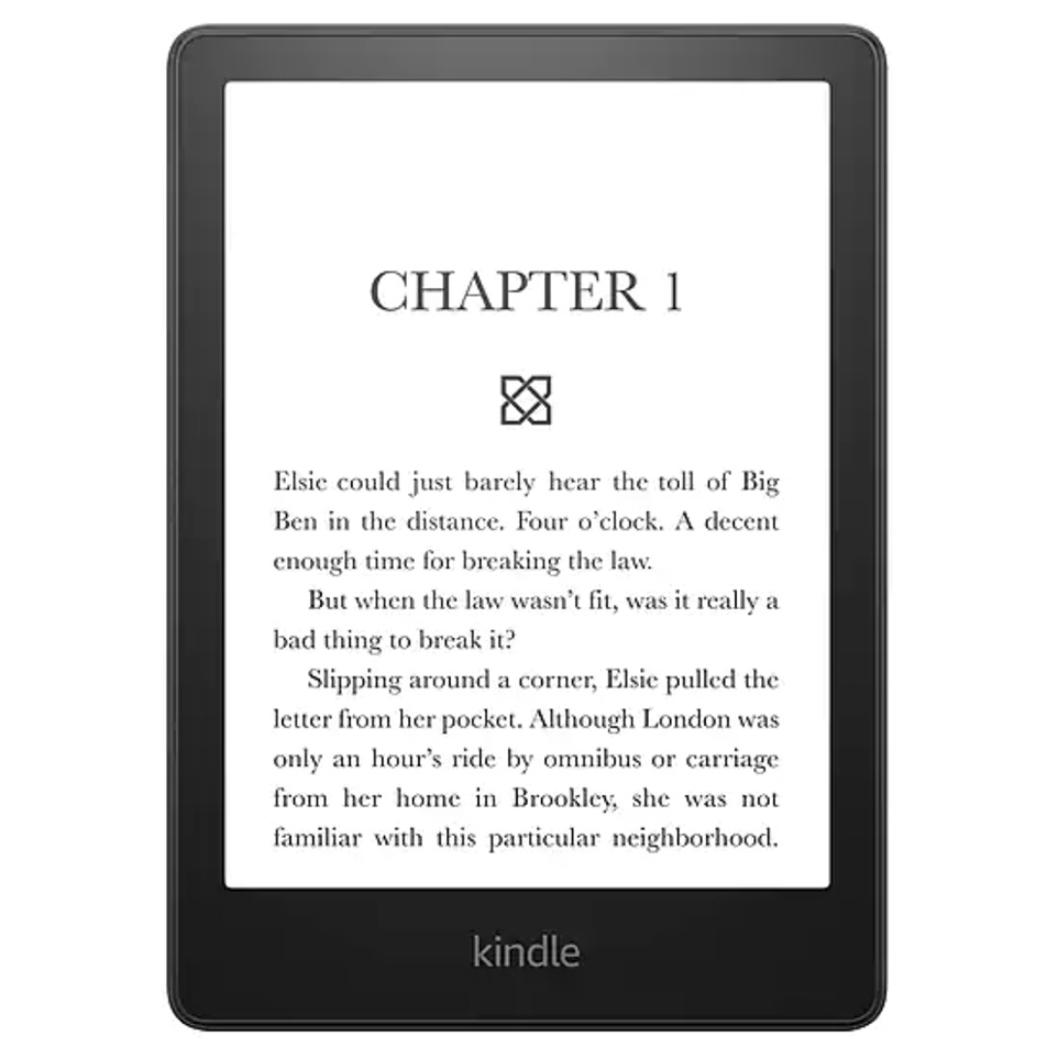 Front view of black Kindle