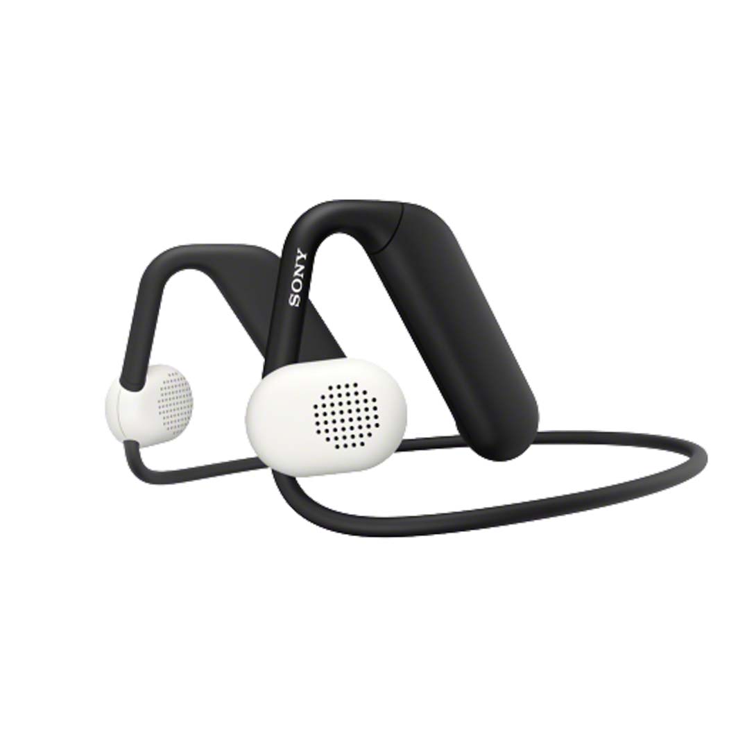 Sony Float Run Open-Ear Wireless Headphones in black and white