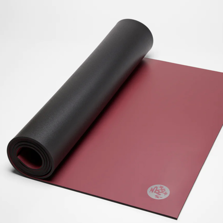 Sheer red and black yoga mat