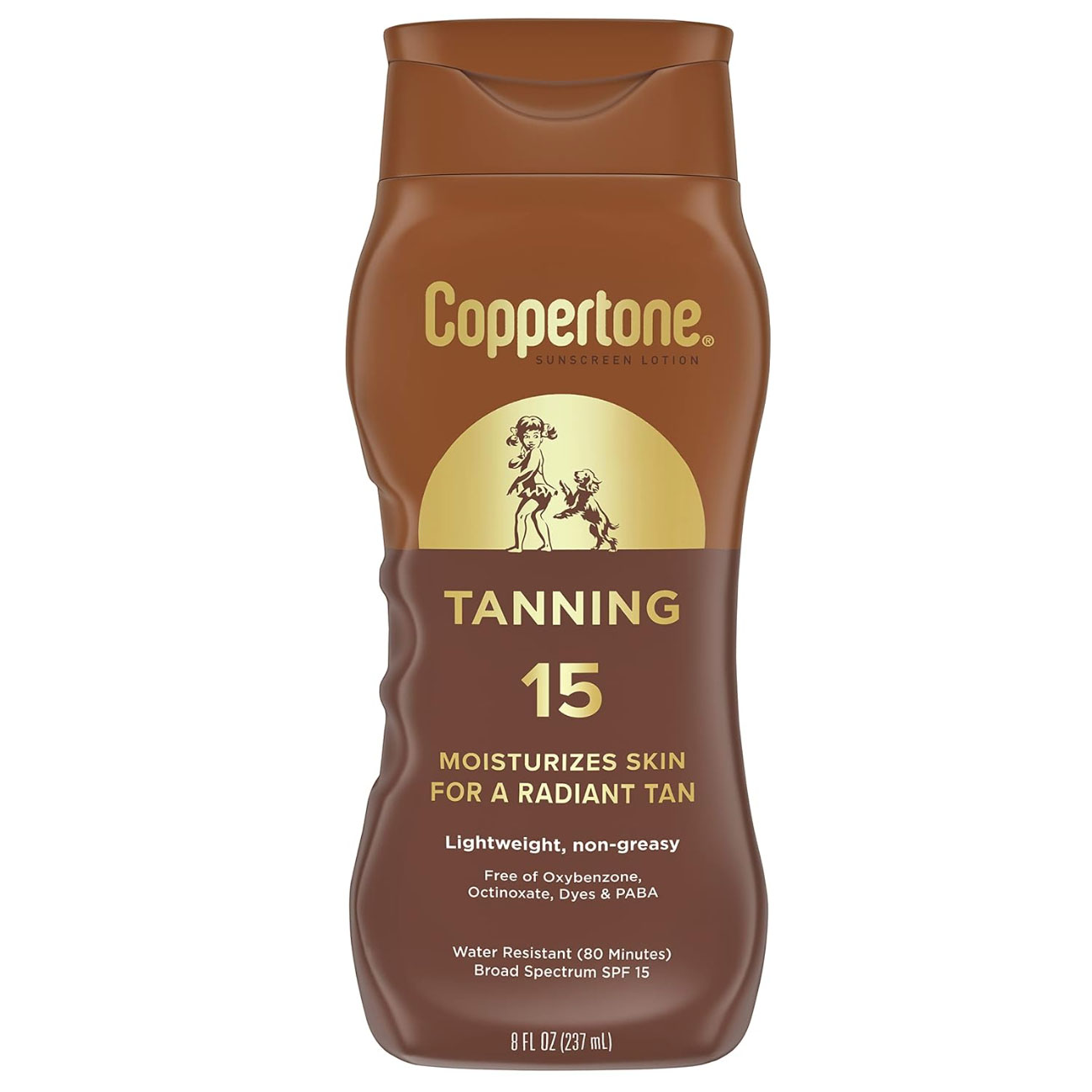 Coppertone Tanning Sunscreen Lotion in brown bottle