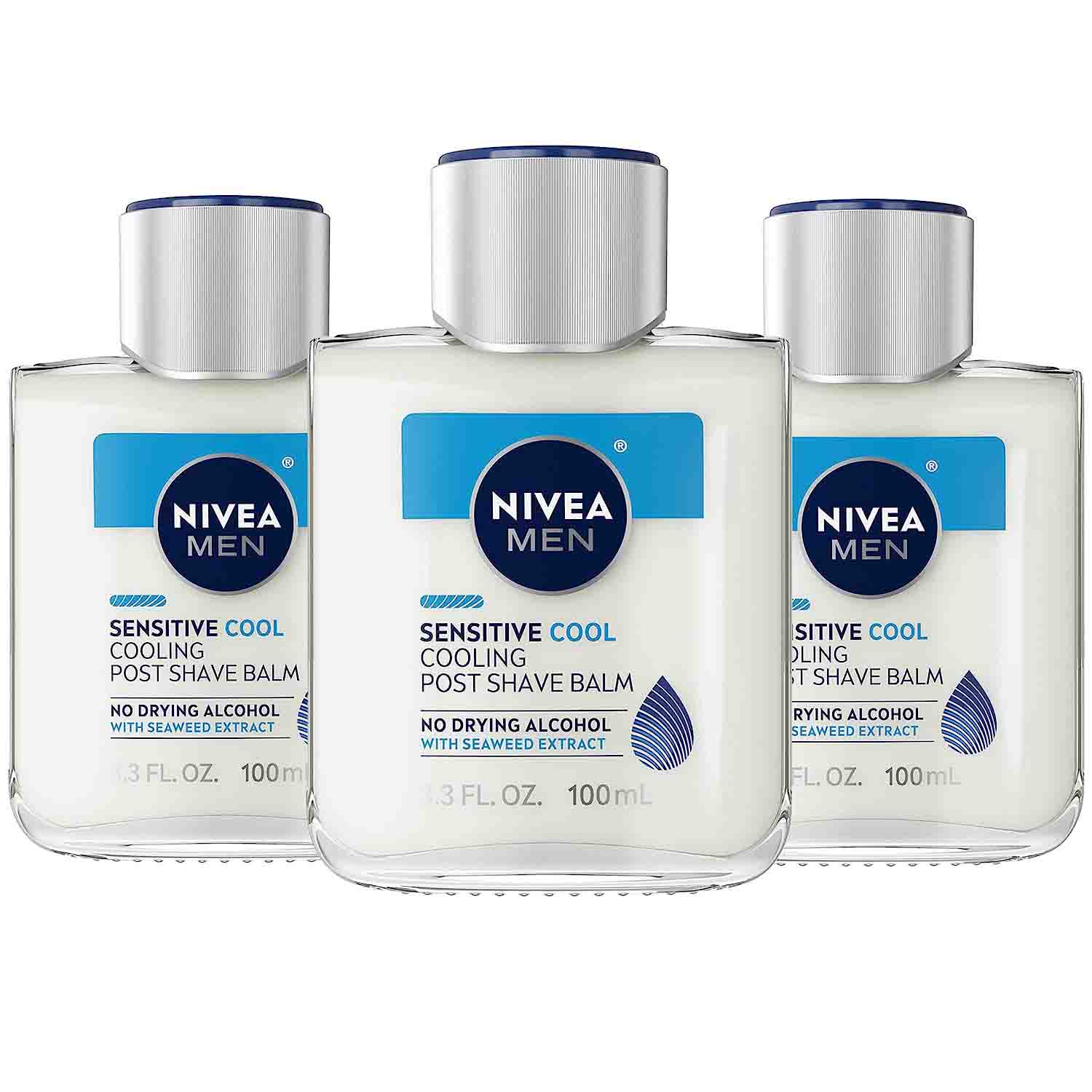 three bottles of nivea aftershave