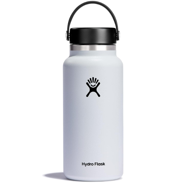 Hydro Flask Wide Mouth Bottle with Flex Cap in light gray