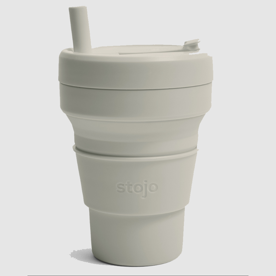 Stojo 16-Ounce Cup with straw in oat
