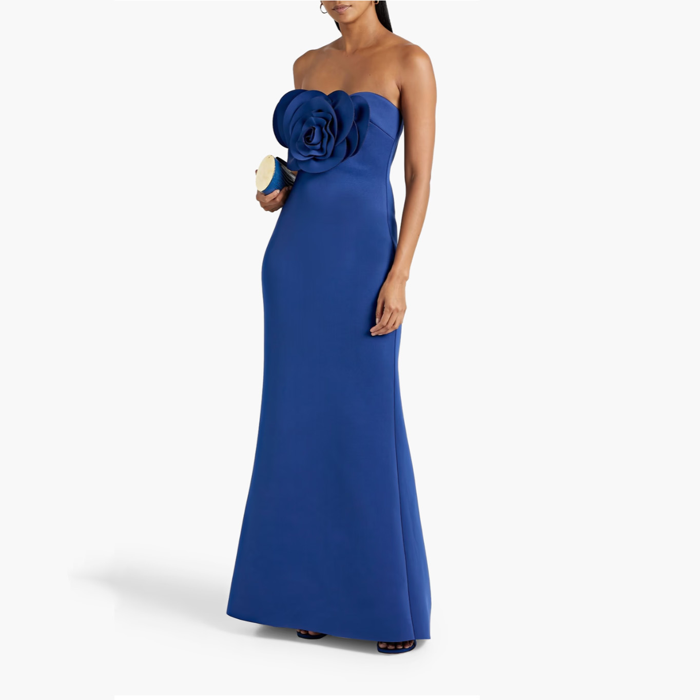 Strapless Rosette A-line Gown in blue