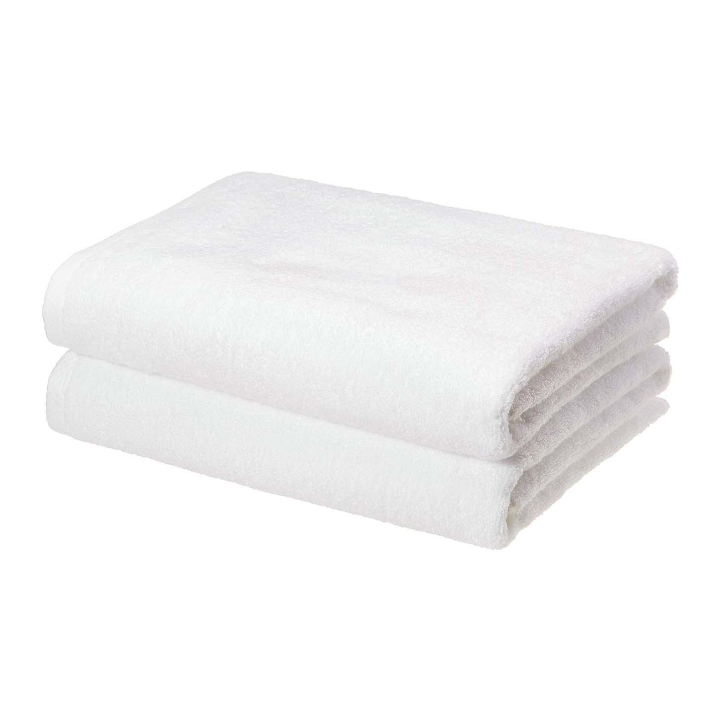 Amazon Basics 2 Piece Quick-Dry Oversize Bath Towels in white 