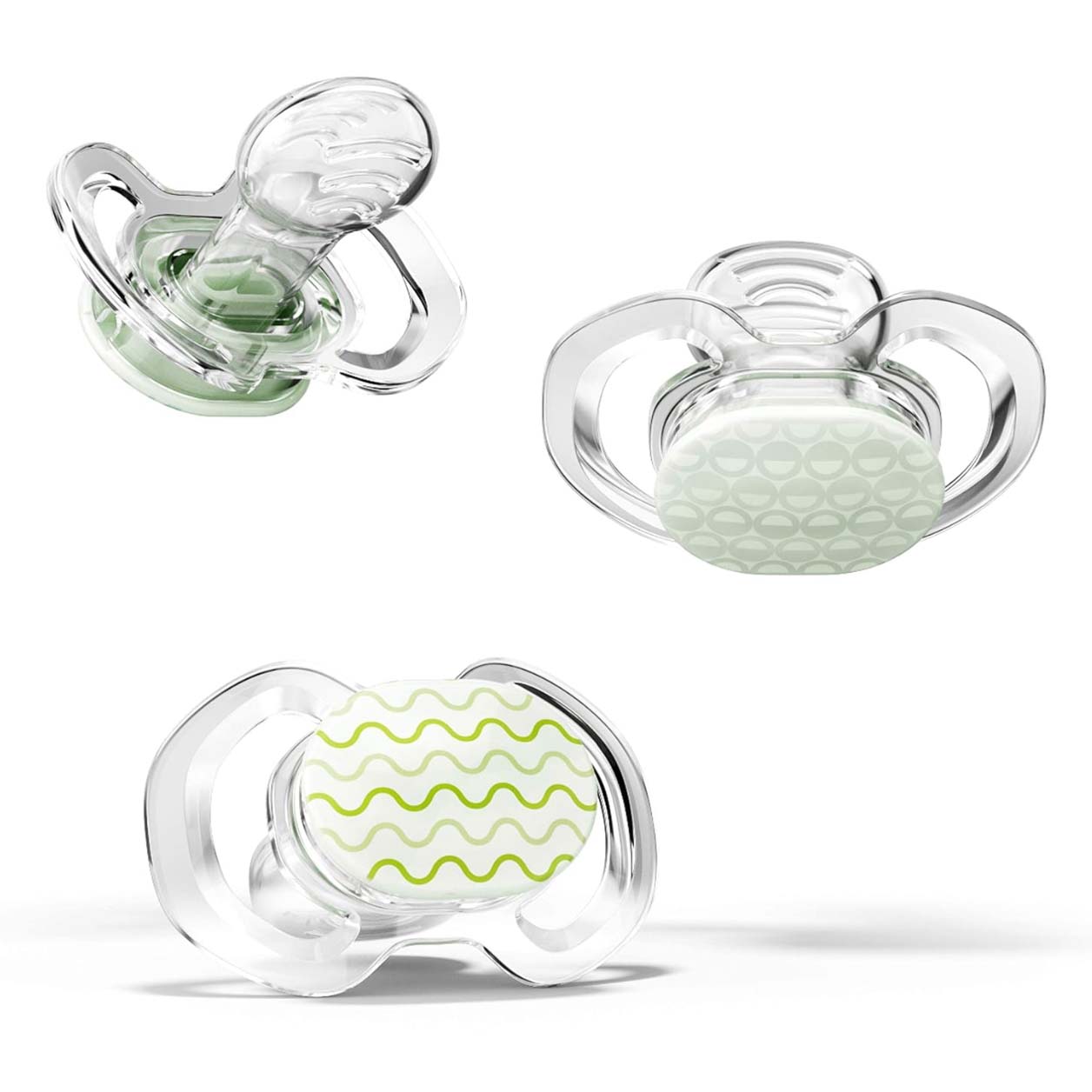 Green transparent pacifiers