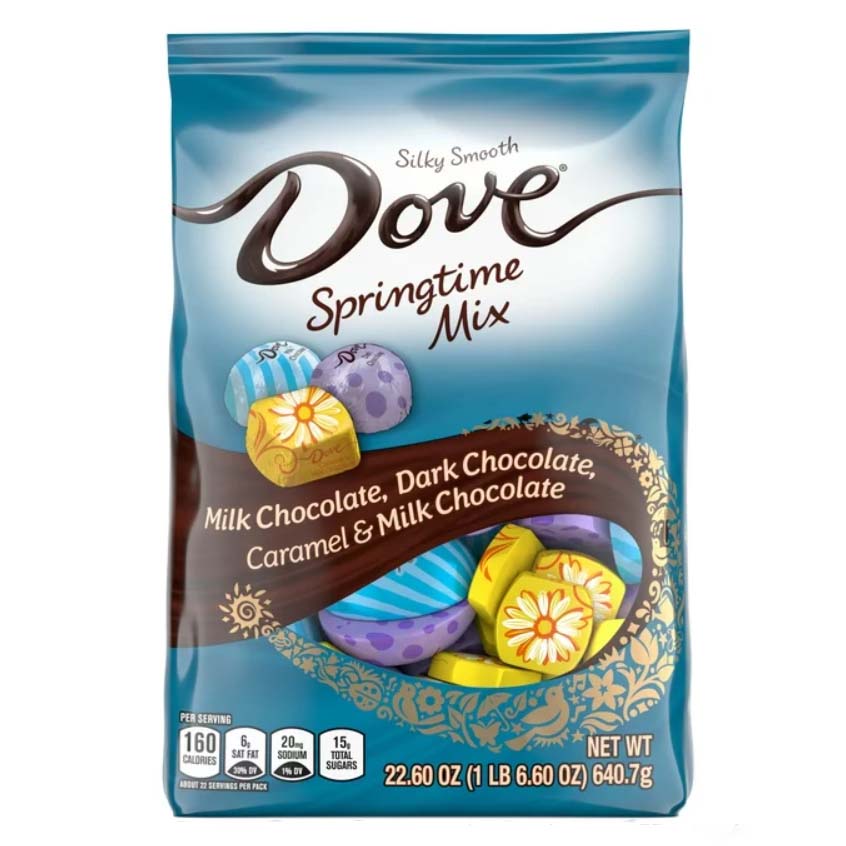 Dove Chocolate Easter Candy Springtime Mix in a blue packet