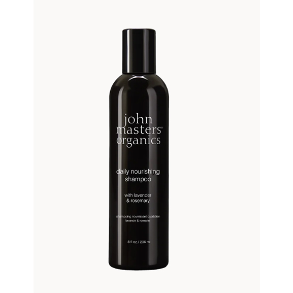 Black bottle of John Masters Organics Shampoo with Lavender Rosemary sulfate-free shampoo