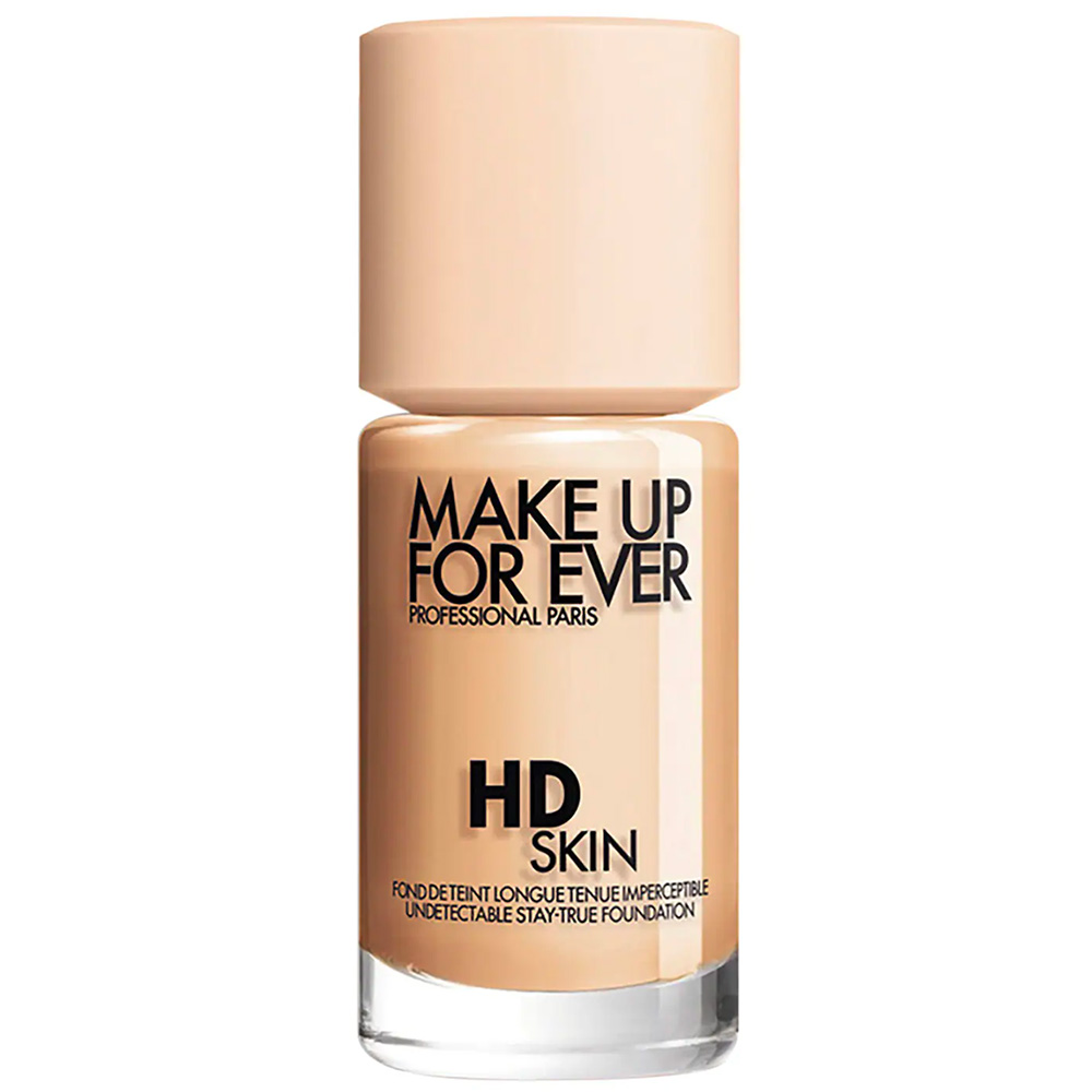 make up for ever hd skin foundation shown in 1Y08 Warm Porcelain