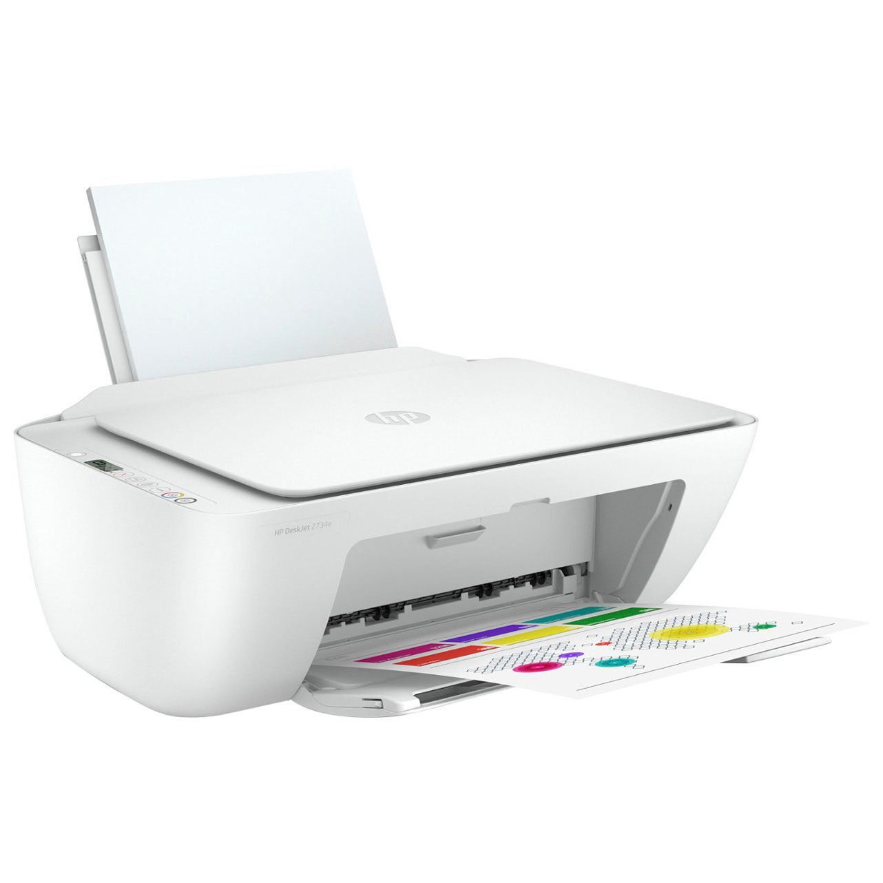 white printer producing colorful sheet