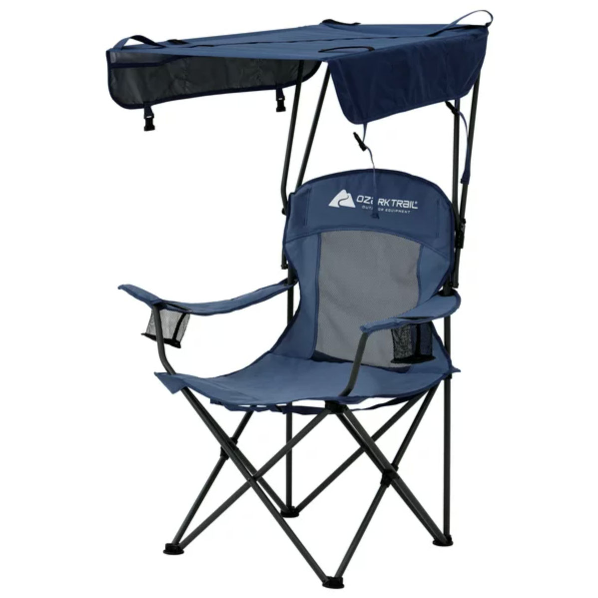Ozark Trail Sand Island Shaded Canopy Camping Chair with Cup Holders in dark blue