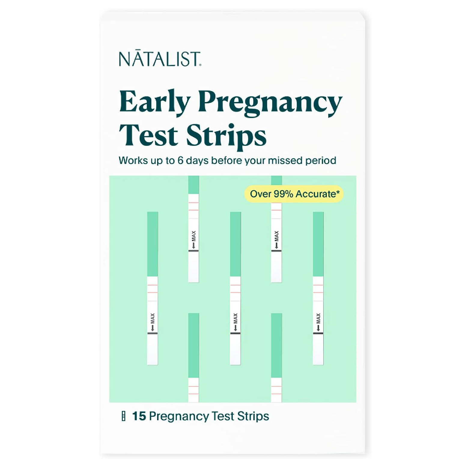 Natalist pregnancy strips in green packaging