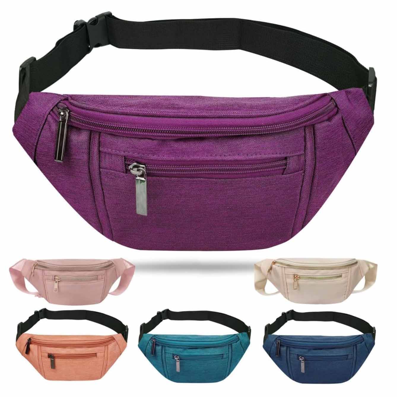 6 fanny packs in different colors