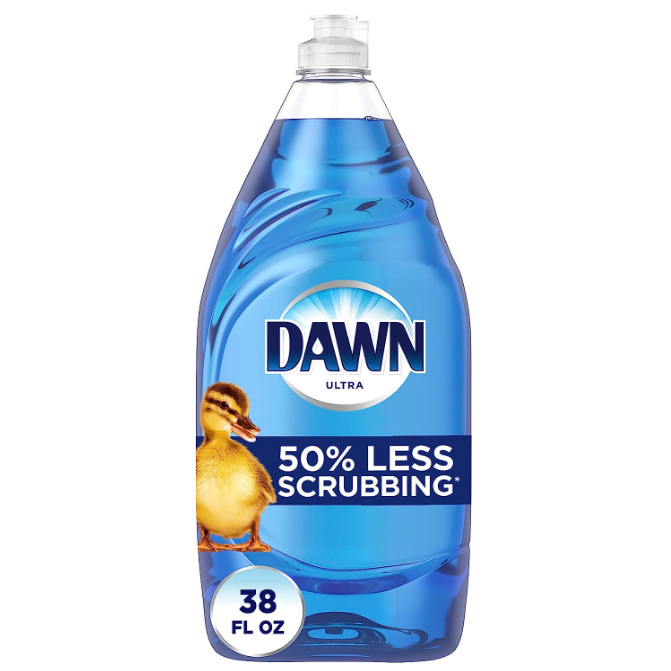  Dawn Original Scent Ultra Dishwashing Liquid Dish Soap in clear bottle with blue liquid