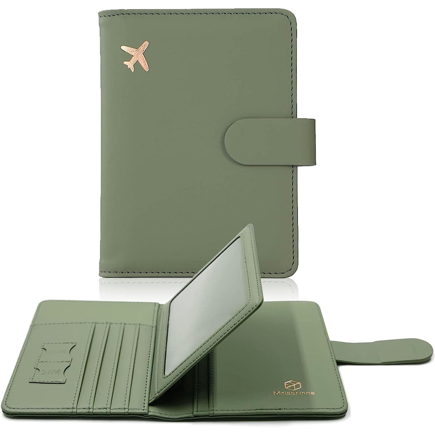melsbrinna passport holder in moss green
