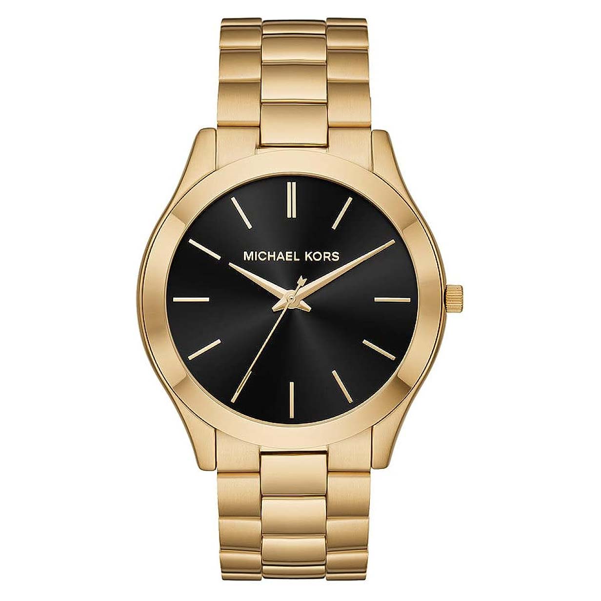 Gold stainless steel watch with black dial