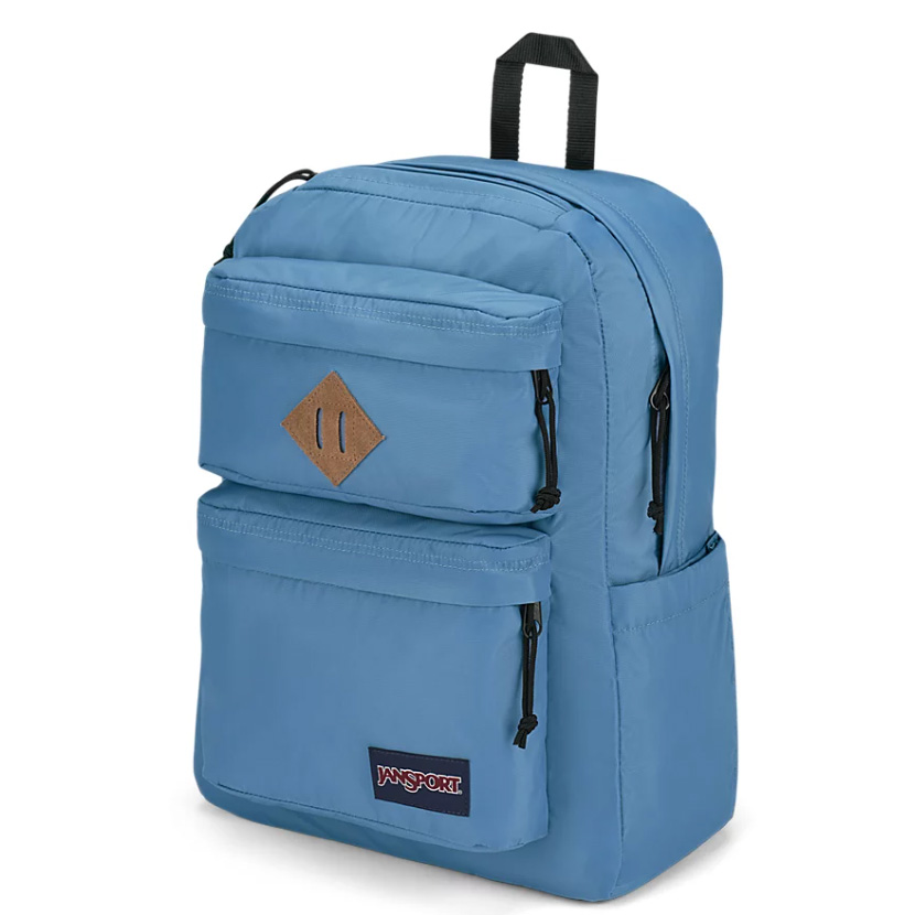 light blue backpack