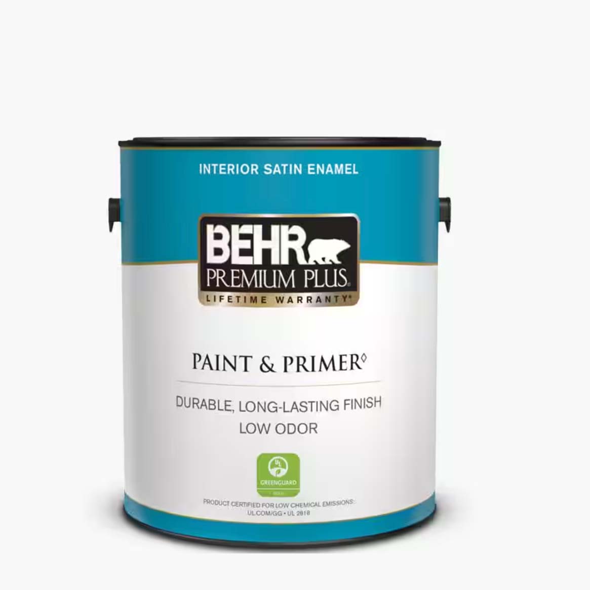 BEHR PREMIUM PLUS Ultra Pure White Satin Enamel Low Odor Interior Paint & Primer 
