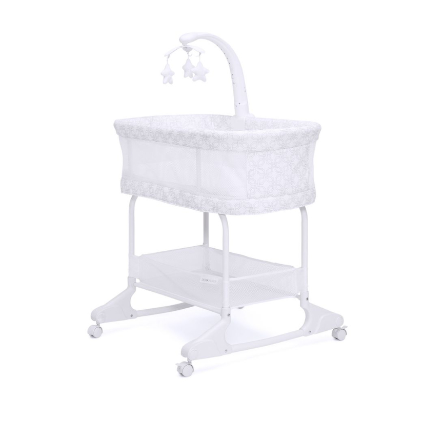 All-white bassinet with wheels