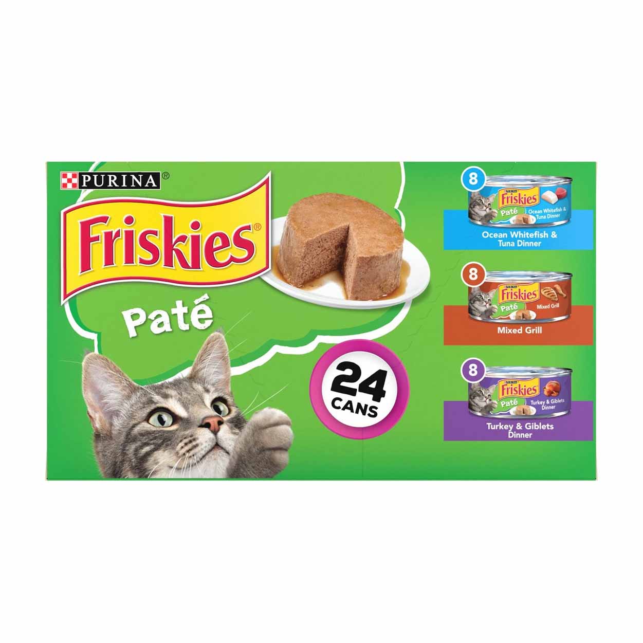 Friskies Classic Pate Variety Pack Canned Cat Food in green packet