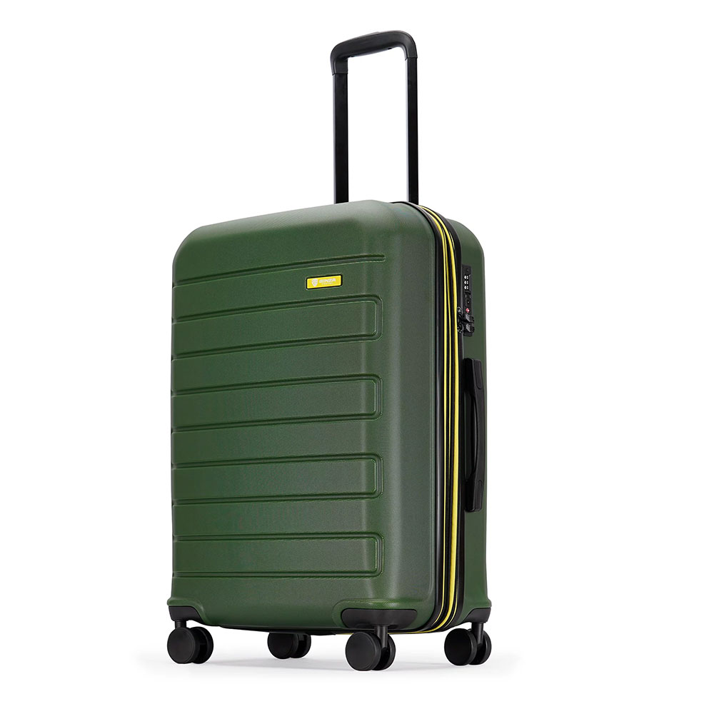 Ginza hardshell suitcase in green with yellow accents