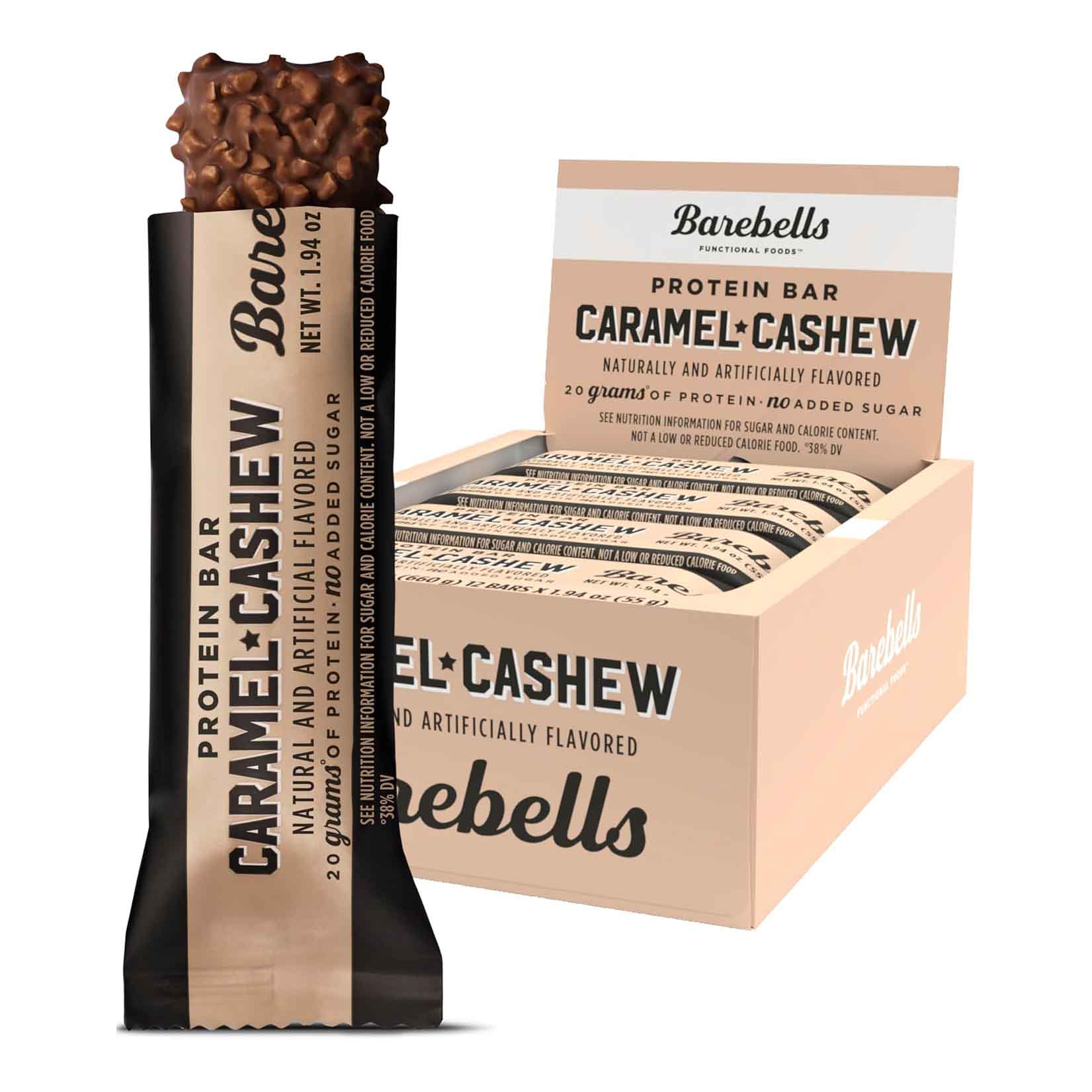 Barebells Protein Bars, Caramel Cashew in cream box