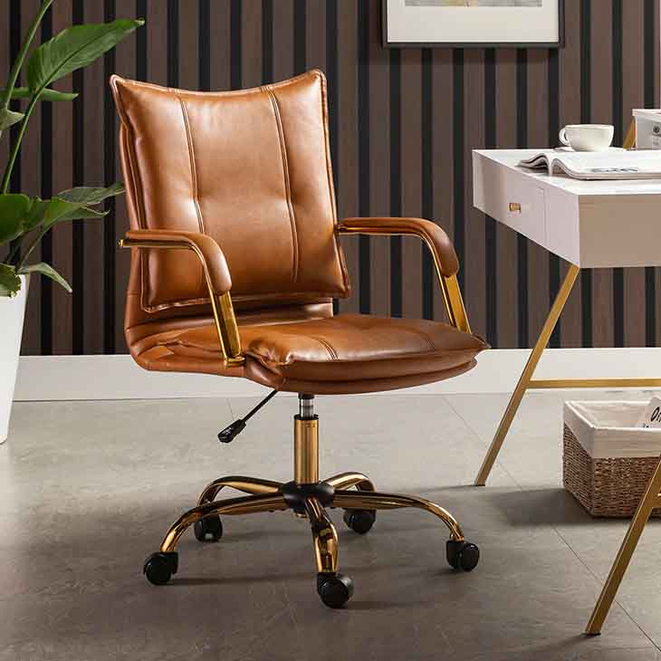 Dark brown leather office chair