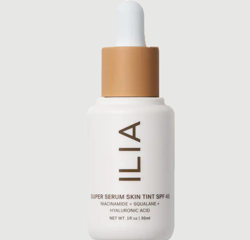  Ilia Super Serum Skin Tint with a dropper bottle