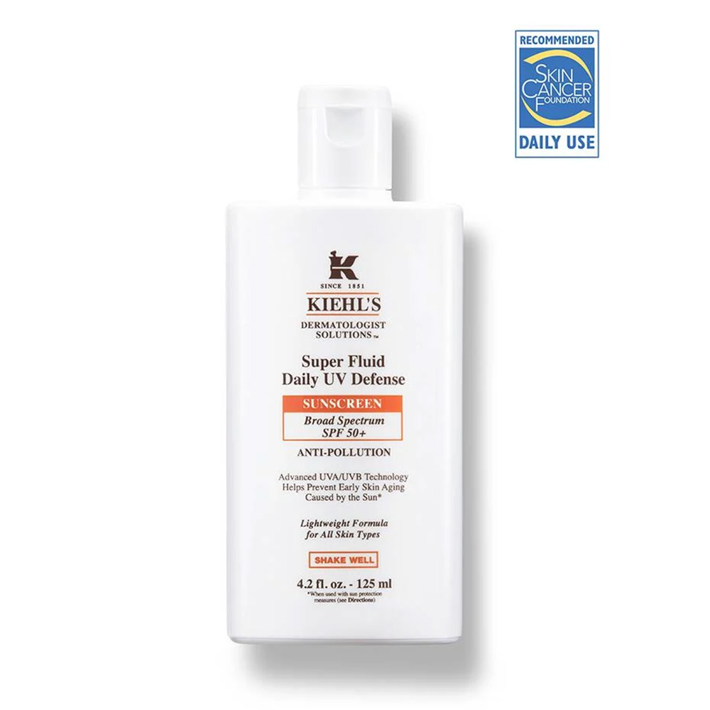 a bottle of Kiehl's Super Fluid UV Defense Facial Sunscreen SPF 50+