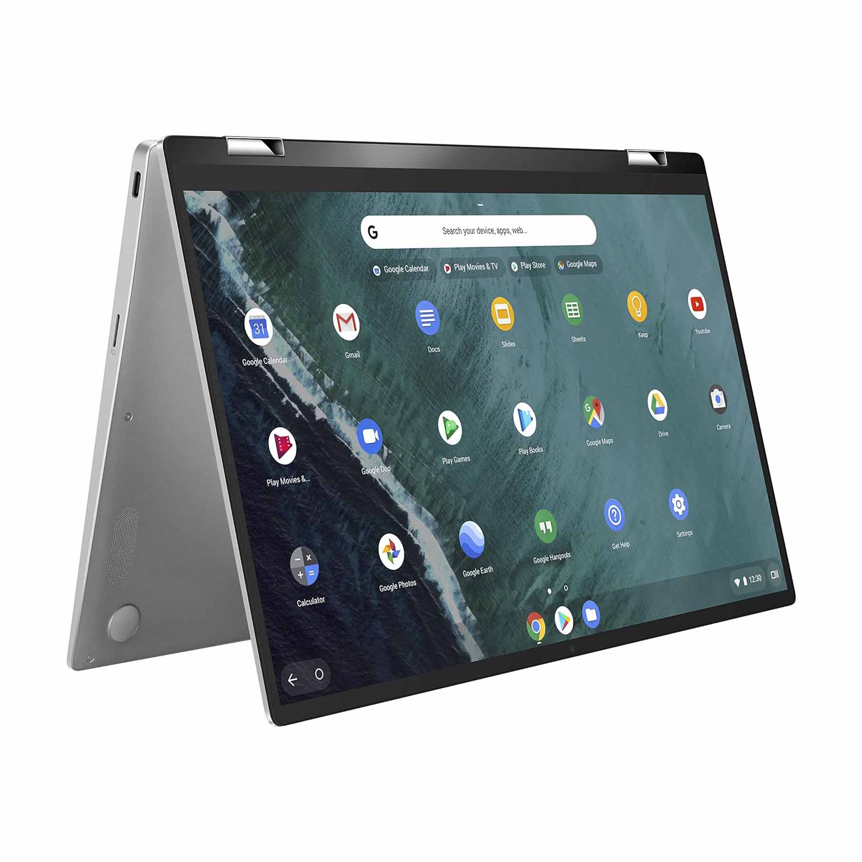 ASUS Chromebook Flip C434 2-In-1 Laptop with apps on the display screen