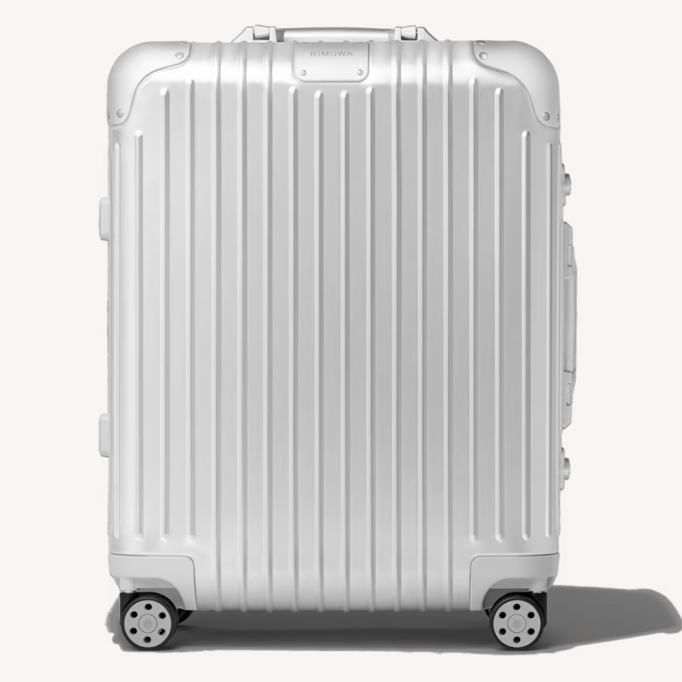 Compact silver carry-on luggage