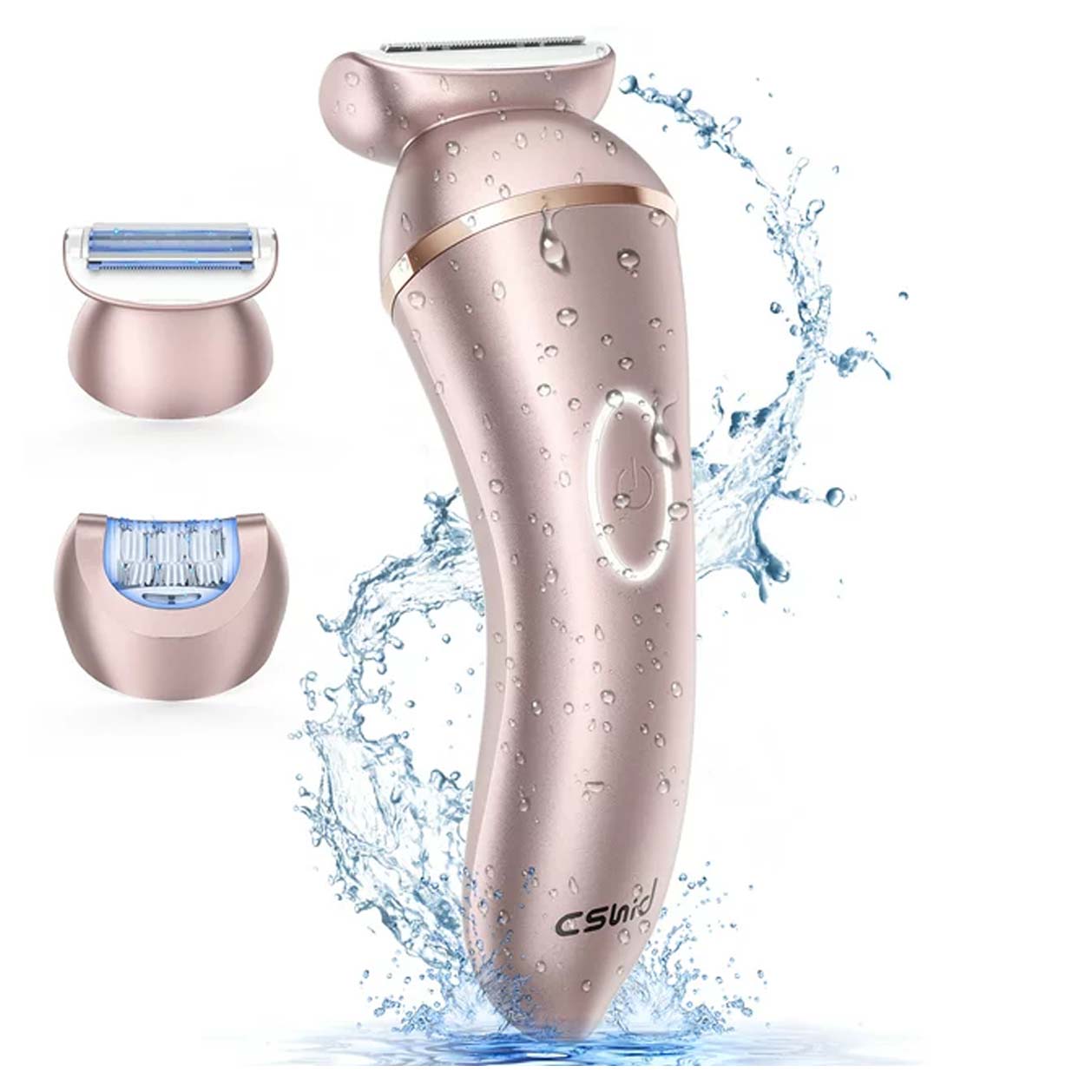 2 in 1 Women's Electric Shaver IPX6 Waterproof Wet & Dry in blush with attachments