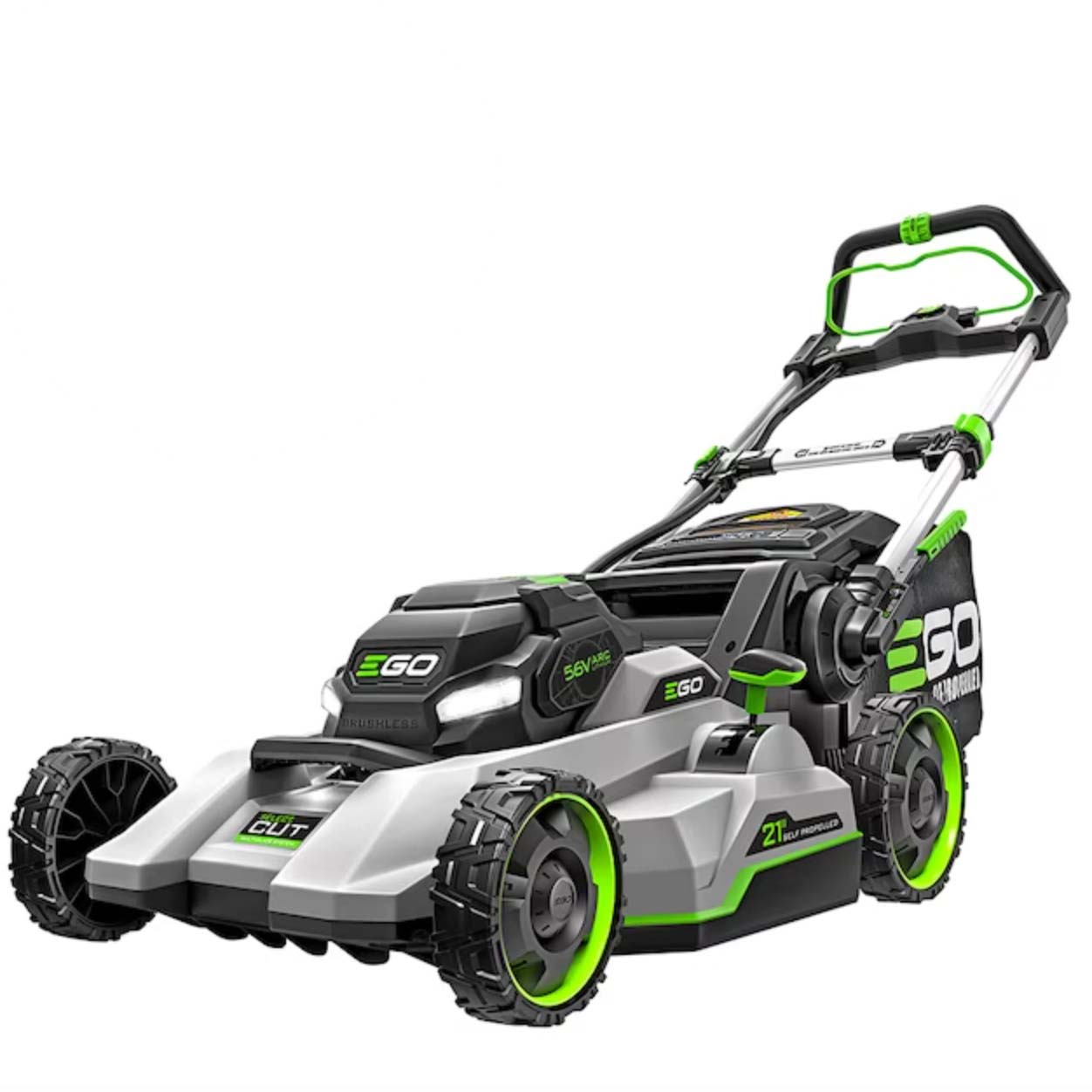 black and green ego cordless lawn mower