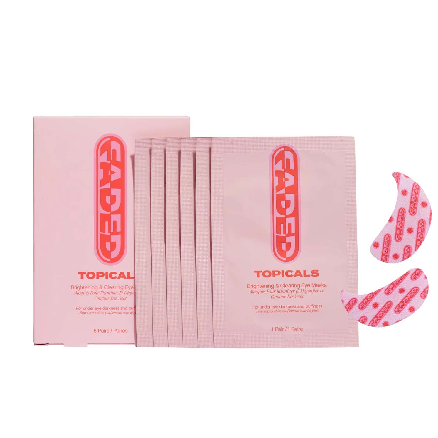 Topicals Faded Under Eye Brightening & Clearing Eye Masks with pink and red eye patches