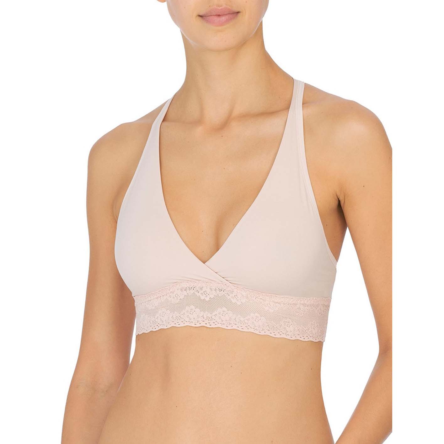 model wearing Bliss Perfection Racerback Day Bra in pink