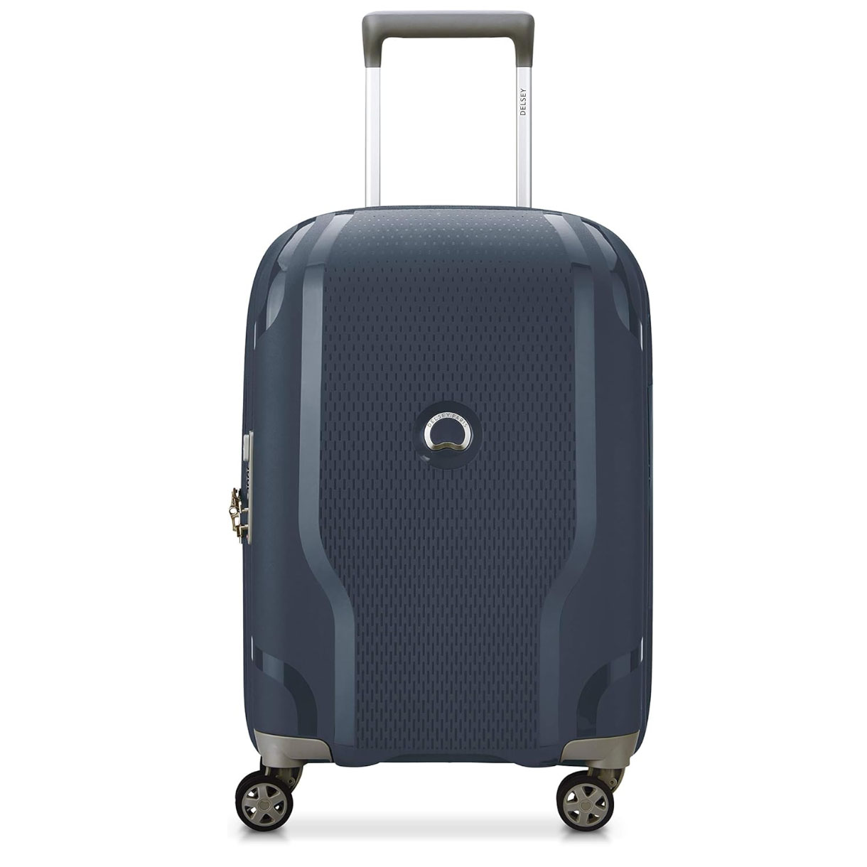Dark grey hardside luggage with spinner wheels