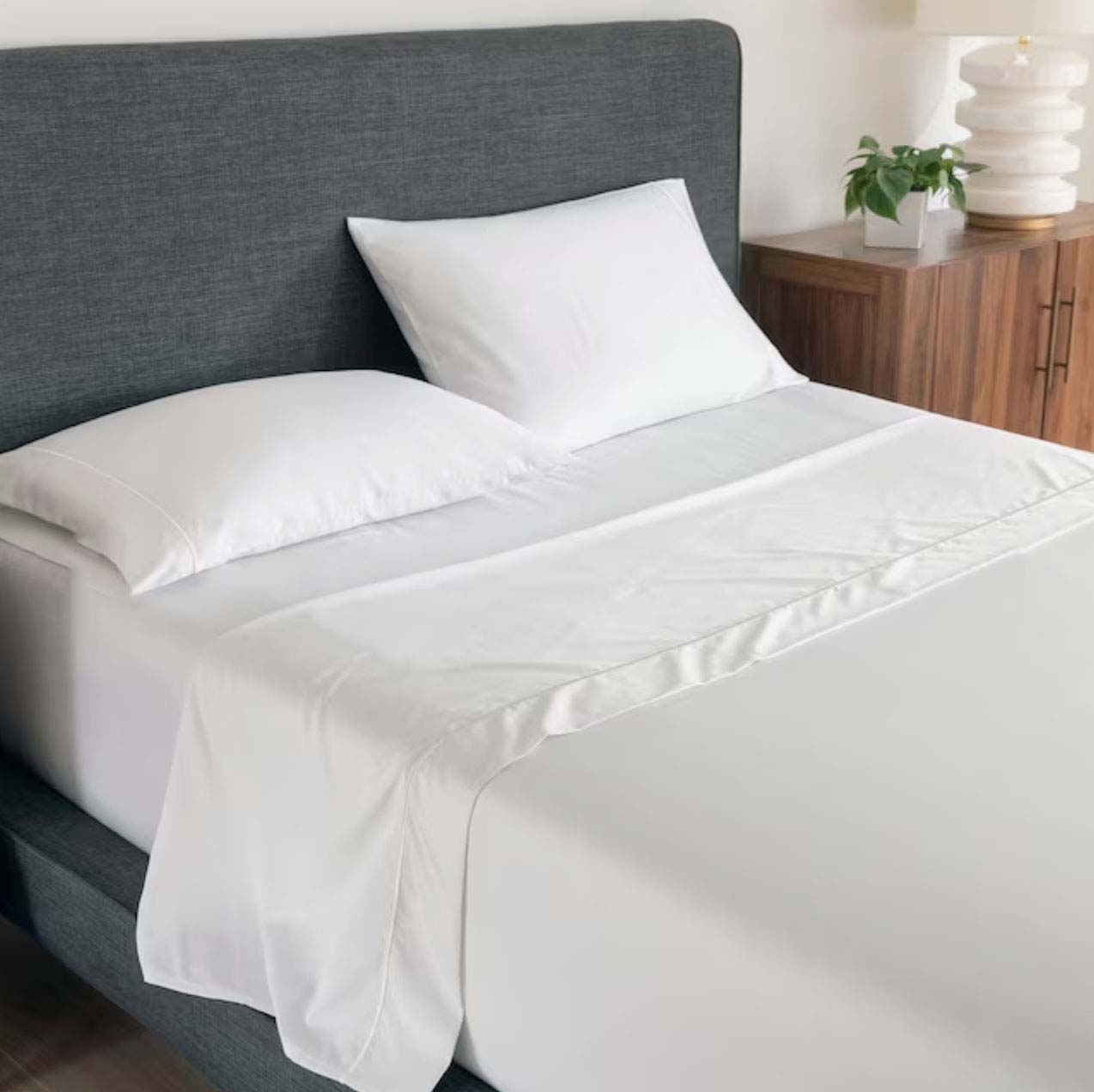 White sheet in bedroom setting