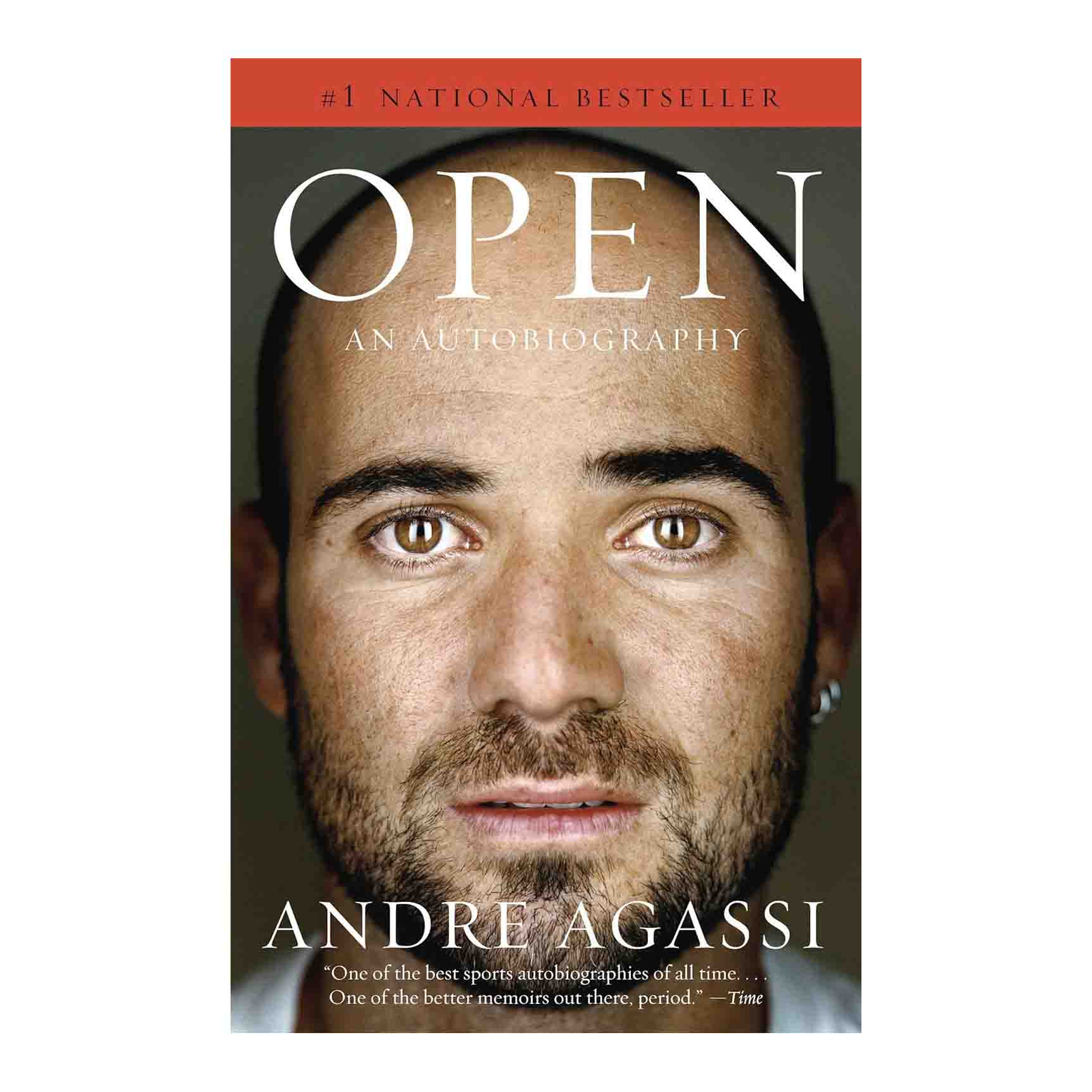 book titled Open with a potrait of Andre Agassi