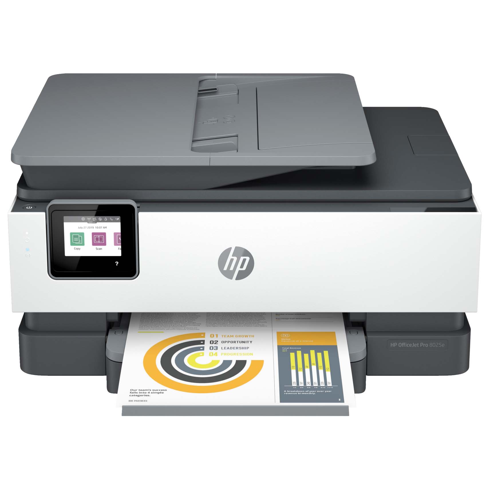 HP OfficeJet Pro printer with LCD screen
